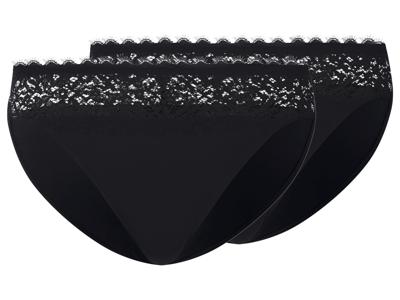 esmara Set van 2 dames slips (Zwart, S (36/38))