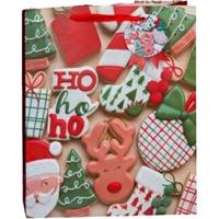 Kerst cadeau tasje - 24 cm - ho-ho-ho en kerstman - inpakken - kerstcadeaus