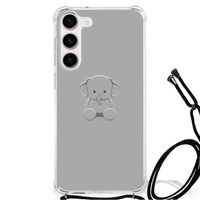 Samsung Galaxy S23 Stevig Bumper Hoesje Grijs Baby Olifant - thumbnail