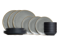 Cookinglife Serviesset Nola Warm Grey - 18-delig / 6 personen - 6 dinerborden, 6 ontbijtborden en 6 kommen