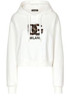 Dolce & Gabbana hoodie en coton à patch logo - Blanc