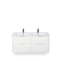 Porto Badmeubelset 120 cm - 4 laden Wit Hoogglans - Keramische Wastafel Wit Slim