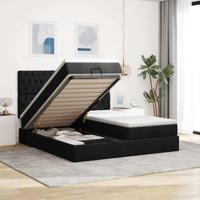 Ottoman bed met matrassen 200x200cm stof zwart