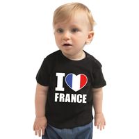 I love France / Frankrijk landen shirtje zwart voor babys 80 (7-12 maanden)  -