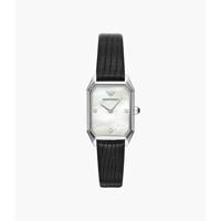 Emporio Armani zwart lederen dameshorloge met twee wijzers AR11148