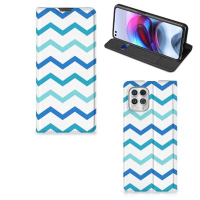 Motorola Moto G100 | Hoesje met Magneet | Zigzag Blauw