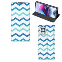 Motorola Moto G100 | Hoesje met Magneet | Zigzag Blauw