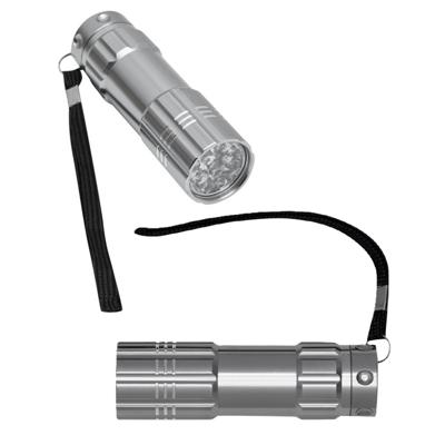 2x Kleine 9 LED krachtige pocket zaklamp - zilver - 9 cm - met batterijen en koordje 2x Kleine 9 LED krachtige pocket zaklamp - zilver - 9 cm - met batterijen en koordje