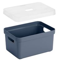 Opbergboxen/opbergmanden blauw van 5 liter kunststof met transparante deksel - Opbergbox - thumbnail
