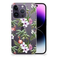 Apple iPhone 14 Pro TPU Hoesje Flamingo Palms - thumbnail