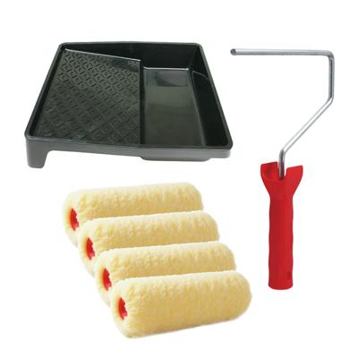 Sorex Verfrollers schilderen set - met beugel en verfbak - 4x vacht verfrollers - breedte 25 cm