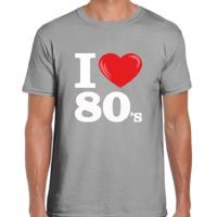 Disco T-shirt heren - I love 80s - grijs - eighties thema party - verkleedkleding - themafeest