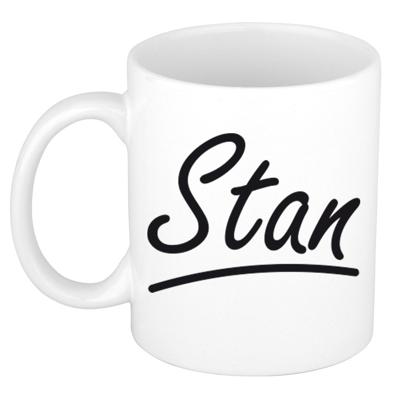 Stan Naam koffiemok - beker - met sierlijke letters - wit - 300 ml - Cadeau - Heren Stan Naam koffiemok - beker - met sierlijke letters - wit - 300 ml - Cadeau - Heren