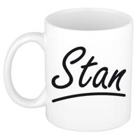 Stan Naam koffiemok - beker - met sierlijke letters - wit - 300 ml - Cadeau - Heren