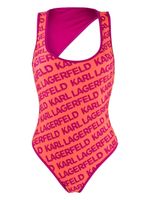 Karl Lagerfeld maillot de bain asymétrique à logo imprimé - Orange