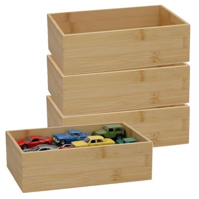 5Five houten bakje - 4x - organizer - bamboe - 23 x 15 x 7 cm - kast en lade verdelers - opslag