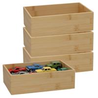 5Five houten bakje - 4x - organizer - bamboe - 23 x 15 x 7 cm - kast en lade verdelers - opslag