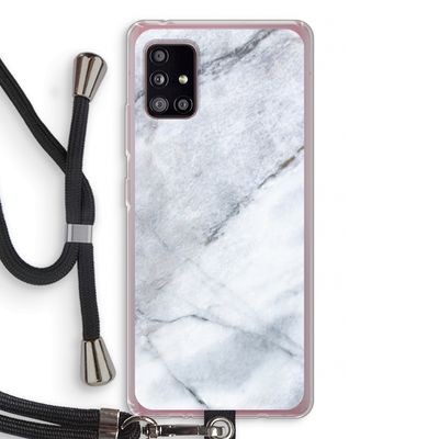 Witte marmer: Samsung Galaxy A51 5G Transparant Hoesje met koord