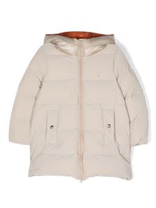 Herno Kids logo-embroidered hooded down coat - Tons neutres