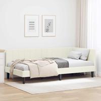 Hoekbedframe met hoofdeinde Crme 90 x 190 cm Fluweel