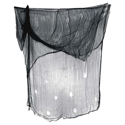 Horror/halloween deco wand - plafond gordijn stof - zwart - 200 x 500 cm - griezel uitstraling