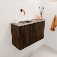 Toiletmeubel Mondiaz Joya Dlux | 71.6 cm | Meubelkleur Walnut | Faye wastafel Oza Wasbak Links | Zonder kraangat(en)