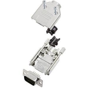 TRU COMPONENTS TCDTPKM09HDP15K 7708672-SR D-sub male connectorset 180 ° Aantal polen: 15 Soldeerkelk 1 stuk(s)