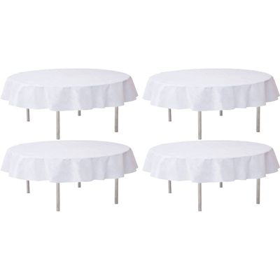 4x Bruiloft witte ronde tafelkleden/tafellakens 240 cm non woven polypropyleen