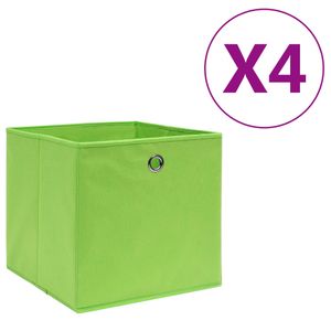 Opbergboxen 4 st 28x28x28 cm nonwoven stof groen