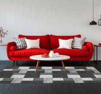 Modern vierkanten ontwerp vinyl tapijt zwart