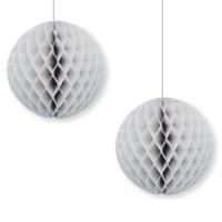 Papieren kerstballen - 4x - grijs - 10 cm - kerstversiering