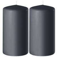 2x Kaarsen antraciet grijs 6 x 15 cm 58 branduren sfeerkaarsen - Stompkaarsen - thumbnail