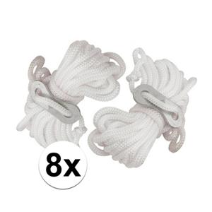 Scheerlijnen met gatspanners - set 8x stuks - wit - 3,5 meter