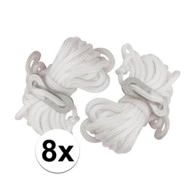 Scheerlijnen met gatspanners - set 8x stuks - wit - 3,5 meter