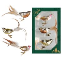 6x stuks luxe glazen decoratie vogels op clip gekleurd 11 cm - thumbnail