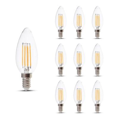 10x E14 LED Filament Lamp - Dimbaar - 4 Watt 400 lumen - 3000K warm wit - Vervangt 35 Watt - E14 fitting - Kaarslamp - Kleine fitting