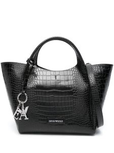 Emporio Armani sac cabas à effet peau de crocodile - Noir