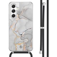 Samsung Galaxy A54 hoesje met koord - Marmer grijs