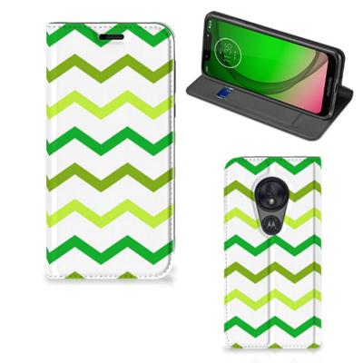Motorola Moto G7 Play | Hoesje met Magneet | Zigzag Groen