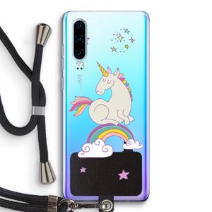 Regenboog eenhoorn: Huawei P30 Transparant Hoesje met koord