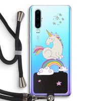 Regenboog eenhoorn: Huawei P30 Transparant Hoesje met koord