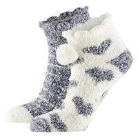 Apollo bedsokken / huissokken - dames - 2-pack - grijs/wit - one size - Slaapsokken - Slofsokken
