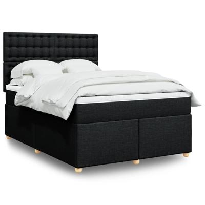 Boxspring met matras stof zwart 140x190 cm