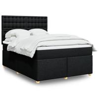Boxspring met matras stof zwart 140x190 cm