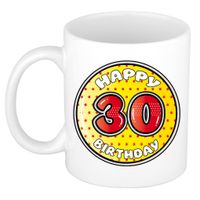 Verjaardag cadeau mok - 30 jaar - geel - sterretjes - 300 ml - keramiek - thumbnail