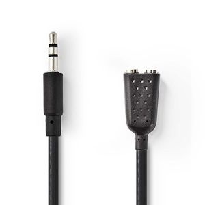 Stereo-Audiokabel | 3,5 mm Male - 2x 3,5 mm Female | 0,2 m | Zwart [CAGB22100BK02]