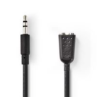 Nedis Stereo-Audiokabel | 3,5 mm Male | 2x 3,5 mm Female | 0.2 m | 1 stuks - CAGB22100BK02 CAGB22100BK02