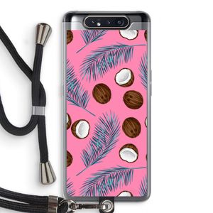 Kokosnoot roze: Samsung Galaxy A80 Transparant Hoesje met koord
