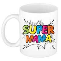 Cadeau koffie/thee mok voor mama - wit - super mama - keramiek - 300 ml - Moederdag   -
