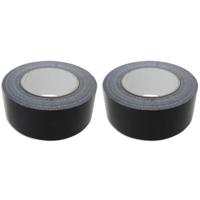 Ducttape rol - 2x - zwart - 50 meter - 50 mm breed - tape - taperol - Olie- en waterbestendig